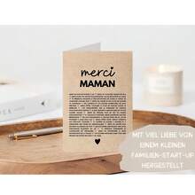 法式温馨“Merci MAMAN”母亲节贺卡，复古纹理，饱含法式真挚情感，表达对母亲的感激之情，适合母亲节/日常感谢母亲，温馨的亲子情感卡片，每日感恩卡，表达对母亲的深切爱意，贺卡，祝福卡，空白卡片 - 套裝 - 查看 3