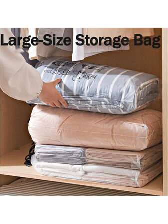 5个装透明抽绳收纳袋，视觉化设计，可收纳毯子、被子和换季衣物，多用途家居旅行收纳方案