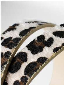 1pc, Leopard Print Belt, Gold Fan-Shaped Buckle Vintage Belt, Women's Structured Belt, American Retro-Inspired Fashion Accessory. - Multicolor - View 5