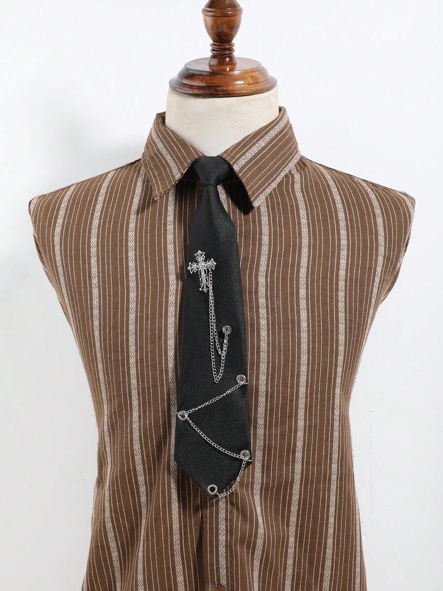 1 pieza Clip de corbata con cruz de rhinestone de moda, adecuado para hombres, verde/negro/rojo, cómodo y versátil para camisa, fiesta, actuación, festival, regalo del Día del Padre - B en forma de cruz - Ver 1