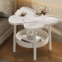 2 Tier Modern Multifunctional Butterflies Shaped Side Table Coffee Table With Layered Storage Shelf Bedside Table Study Desk For Living Room Bedroom Office - 白色 - 查看 3