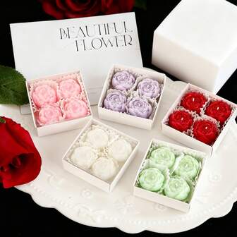 4 st/ask rosdoftande sojavaxljus, kreativa doftljus för heminredning, alla hjärtans dag-presenter för par, vänner och par