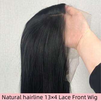 13x4 Black Lace Front Wig 180 Density HD Lace Front Wig Without Adhesive Wig 180 Density Pre-Pulled Synthetic Wig Mid-Section Long Straight Hair Heat-Resistant Synthetic Lace Front Wig For Ladies Daily Use, Party, Role-Playing Use