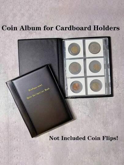 1 Stück Album mit Münzflipper-Halter für Kartonhüllen, 60 Taschen für 5 x 5,5 cm Münzaufbewahrung, ideal für Münzflipper-Sammlungen. Perfekt gestaltet für die Verwendung mit gehefteten Polyesterfilm-Flip-Cases, um Ihre Münzen sicher aufzubewahren