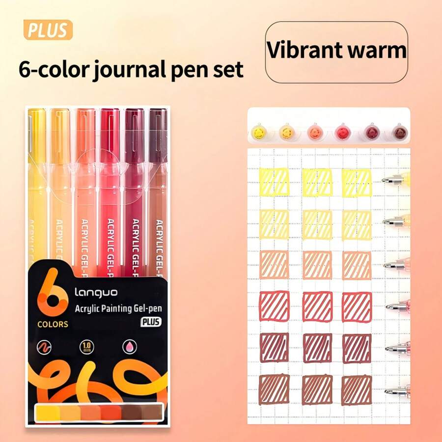This 6-Piece Set Of Colored Gel Pen Planner Pens Features Fine Nibs For Comfortable Grip And Smooth Writing. It Is Perfect For Painting, Doodling, Handicrafts, Diaries, Planning Books, And Note-Taking - Sức sống và sự ấm áp - Xem 1