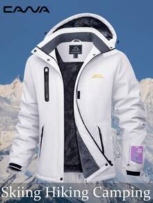Cavva Women's Thermal Lined Jacket Waterproof Windproof Warm Snow Skiing Multi-Pockets Hooded Winter Coat Hiking Camping Mountaining Windbreaker - White - View 3
