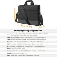 SENLASI 适用于14-17.3英寸笔记本电脑的公文包，防水笔记本电脑包，兼容Book Pro 15/16、Air 15 M2、14-17.3英寸华硕笔记本电脑，超薄公文包/斜挎包，带肩带，黑色 - 黑色 - 查看 9