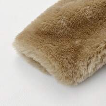 Elegant Women's Hooded Faux Fur Coat Khaki Winter Jacket Long Raglan Sleeve Regular Length High Low Asymmetrical Hem For Christmas And New Year Party - Khaki - View 6