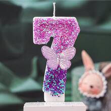 1 pieza Vela de cumpleaños con número brillante en forma de mariposa, velas de celebración de cumpleaños con diseño de mariposa degradado púrpura - Multicolor - Ver 8