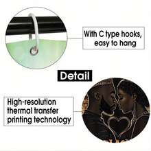 4pcs Black Love Shower Curtain Set, Golden Crown And Heart Print Bathroom Decoration, Bathroom Accessories Include Bath Mat, U-Shaped Mat, Toilet Seat Cover, 70, 87x 70, 87inch, Shower Curtain With 12 Hooks, "Love, Black", Best For Christmas, Bathroom Decorations, Christmas Decorations, Black Girls - 4 cái (71*71 inch) - Xem 6