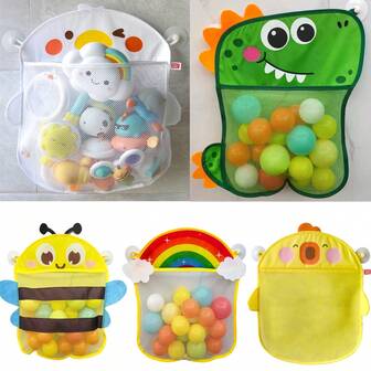 Cute Duck Mesh Net Storage Bag - Quick Drying Bathroom Bath Holder With Suction Cups - Perfect Bath Game Bag For Organization