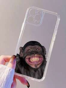 Funda de Teléfono Transparente con Patrón de Chimpancé - Multicolor - Ver 2