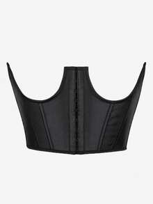 Corsé de cintura con cierre frontal, cinturilla reductora, moldeador corporal con huesos de acero - Negro - Ver 1