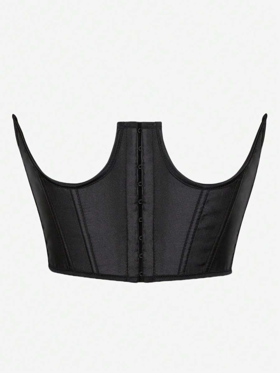 Corsé de cintura con cierre frontal, cinturilla reductora, moldeador corporal con huesos de acero - Negro - Ver 1