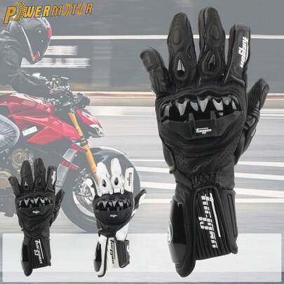  PowerMotor Motorcycle Hard Shell Gloves High-Quality Leather Gloves Motorcycle Racing Riding Anti Fall Protective Gloves Furygan Gloves