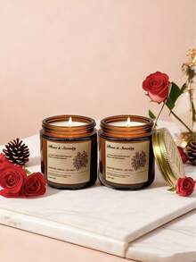 1 件棕色瓶复古玻璃无烟香薰蜡烛，持久，天然植物蜡，可作为礼物、婚礼装饰、朋友礼物、家居装饰