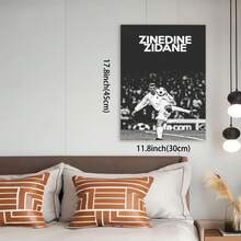Framed 1pc Zinedine Zidane Soccer Legend Framed Canvas Print - Black And White Action Poster, Ready-To-Hang Framed Wall Art Decor For Living Room, Office, Sports Bar - Ideal Gift For Soccer Fans, Birthday, Wedding - Vintage Soccer Memorabilia, Home Decoration, Bold Typography, Durable Frame, Football Enthusiasts - Framed(有框架) - 查看 2