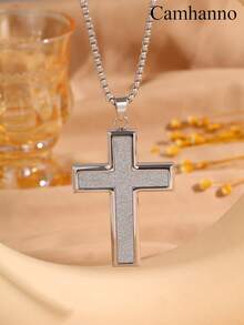 Camhanno 1条优雅奢华的不锈钢十字架项链，适合日常通勤，精致的设计为您的日常造型增添一丝尊贵气息。 - 銀色 - 查看 5
