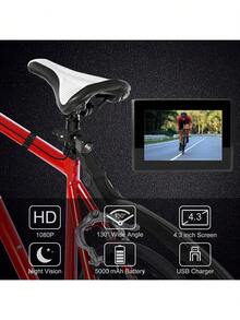 Bicycle Reverse Parking Rearview Camera 4.3-Inch High-Definition Bicycle Rearview System 360° Night Vision Anti-Shake Multi-Car Model Compatibility Reinforced Bracket - Black - View 10