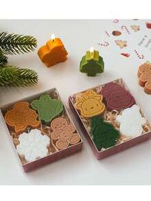 Christmas Scented Candles - Festive Holiday Shapes (Snowmen, Gingerbread Men, Reindeer) | Soy Wax, 4-8 Hour Burn Time | Elegant Gift Box Ideal For Indoor Decor & Gifting, Holiday Candles