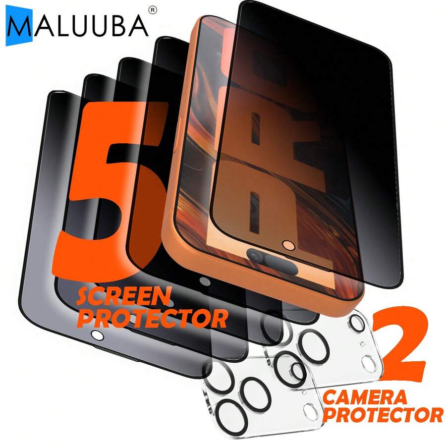 5pcs 8K Anti-Dust Tempered Glass Screen Protector Compatible With Iphone 17/17 Air/17 Pro/17 Pro Max, Anti-Peeping Screen Protection Essentials, Applicable To Daily Shield, Office, Home Daily Shield Office Home Phone Screen Protector Phone Accessories Waterproof Shockproof Anti-Fall Scratch Resistant