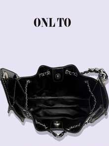 1pc Diamond Stripes Everyday Versatile Hot Girl Fashion Drawstring Bag Shoulder Handbag