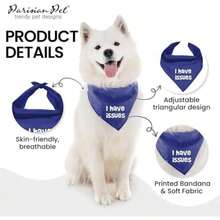 Parisian Pet Fashionable Dog Bandana – '' Printed Tie-On Neck Kerchief for Female Dogs and Cats – ize mall(L I Have Issues) - Multicolor - Ver 6
