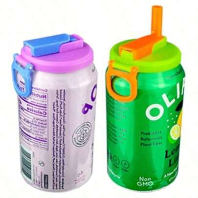 1pcs Color Soda Can Lids With Straw, Silicone Straws Soda Can Covers, Straw Soda Can Lid, Reusable For Can Covers For Soda, Beverage, Juice, Seltzer | Leak-Proof Drink Cover, Summer Pool Party Accessory, Travel Cup Topper, Reusable Straw, Soda Can Essentials, Portable Beverage Lid (Random Color)