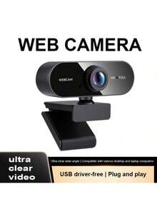 HD Auto-Zoom USB Interface Plug-And-Play 360° Rotating Computer Laptop, PC Network Camera With Macro Lens, 1080P Video Capture Resolution, Auto Focus, No Battery Required, For Video Conferencing And Online Classes, Online Class Camera | Modern Camera Design | USB Connectivity, Webcam, Webcam For Pc, Camera For Streamer, Webcam For Smart Tv, Webcam For Laptop, Web Camera, Pc Accessory, Streaming Equipment, Usb Camera - màu đen - Xem 1