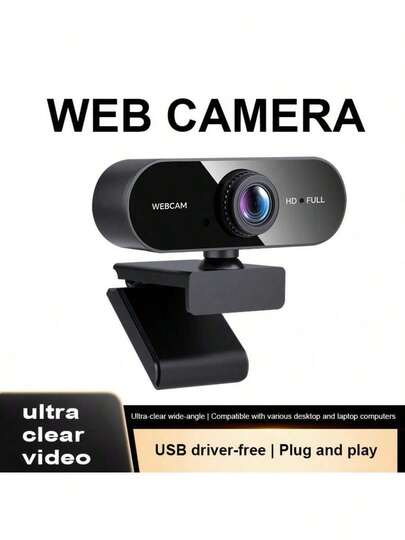 HD Auto-Zoom USB Interface Plug-And-Play 360° Rotating Computer Laptop, PC Network Camera With Macro Lens, 1080P Video Capture Resolution, Auto Focus, No Battery Required, For Video Conferencing And Online Classes, Online Class Camera | Modern Camera Design | USB Connectivity, Webcam, Webcam For Pc, Camera For Streamer, Webcam For Smart Tv, Webcam For Laptop, Web Camera, Pc Accessory, Streaming Equipment, Usb Camera