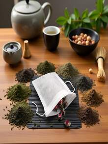 10/100/200/300/500个装无纺布茶包过滤袋 - 可重复使用，密封，不掉毛，适用于餐厅、咖啡馆和家庭使用 - 非常适合散装茶叶、香料和草药，无纺布抽绳茶包，一次性茶包，香草包，汤包，用于冲泡、烹饪，厨房工具，返校季。 - 彩色 - 查看 5