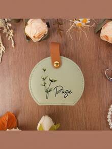 1pc Custom Jewelry Bag, Personalized Travel Jewelry Box, Custom Name And Birth Flower Jewelry Box Small Square Earrings Organizer With Handle Bridesmaid Wedding Gift Box For Sisters And Friends, Birthday, Wedding, Mother's Day, Valentine's Day, Party, Custom Small Gifts,Multi-Functional, ,Ornamental,Reusable,Exquisite,Stylish,High-Qu - Multicolor - View 5