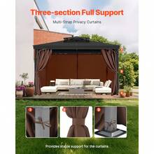 Gazebo Curtains Outdoor, Fit Most 10' X 10' X 6.9' Gazebos, 4-Panel Sidewall Gazebo Privacy Curtains With Zippers, Outdoor Curtain Replacement For Patio Canopy, Only Curtain, Coffee - 10ft*10ft*6.9ft, Coffee Brown - 查看 6