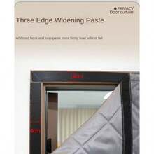 Winter Waterproof And Windproof Warm Door Curtain, Suitable For Bedroom Door Curtain, Home, Living Room, Kitchen, Door, Etc., Magnetic Household Door Curtain, No Drilling, Easy To Install, Encrypted Warm Door Curtain, Thickened Household Air Conditioning Heat Insulation And Windproof Magnetic Cold Separation Curtain - 灰色 - 查看 4