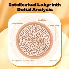 1pc Wooden Round Maze With Steel Balls, Bamboo Balance Board, 2pcs Metal Balls, Brain Teaser And Puzzle Game, Suitable For Elderly And Family Brain Training - Brown - View 6