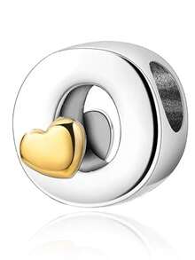 1pc Personalized Smooth A-Z Letter Pendant Bracelet, Women's DIY Customized Name Initial Adjustable Bracelet - Silver-heart Letter - View 31