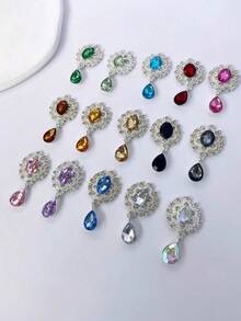 10/5pcs Jewellery-Making Pendants. Flower-Shaped Diamond-Clasp Teardrop Gemstone Pendants With Alloy Fittings, Suitable For Earrings, Necklaces, Bracelets, Hair Accessories, And Hair Clips. Mobile Phone Cases, Charms, Keyring Ornaments.Craft Kit,Christmas Decorations.Keychain Accessories,Ideal As A Small Gift For Family And Friends,Valentine's Day, Eid Al-Fitr Jewellery Gifts - Multicolor - View 9