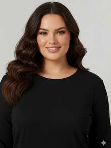 Women's Plus Size Premium Thermal Top For Cold Winter - 黑色 - 查看 2