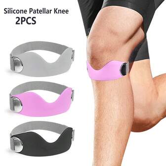 硅胶髌腱支撑带 2 件装，运动护膝带，适用于篮球、跳跃、跑步、徒步、足球等运动的髌骨带