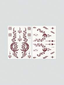 2 miếng dán hình xăm tạm thời hình hoa henna màu nâu, hình xăm nghệ thuật trên cơ thể, thích hợp cho vẽ trên cơ thể, thiết kế Mandala. - màu nâu - Xem 8