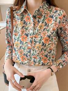 Áo sơ mi dài tay in họa tiết Aurora Silk dành cho nữ, kiểu dáng mới | Phù hợp cho mọi mùa, thiết kế cúc thời trang, áo kiểu nữ, tuyệt vời cho năm mới, tiệc tùng, kỳ nghỉ xuân. - Nhiều màu - Xem 5