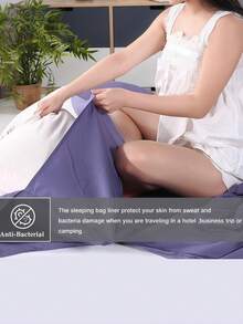 1pc Lightweight & Compact Travel & Camping Sleeping Bag Liner - Suitable For Single Or Double Use, Breathable, Soft, Portable For Hotel, Camping, Dorm, Backpacking