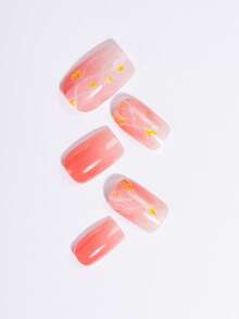 Christmas Semi Cured Gel Nail Strips, Jelly Beige, 16pcs Gel Nail Wraps, Stickers, UV Light Required, Salon Quality, Long Lasting - Red - View 6