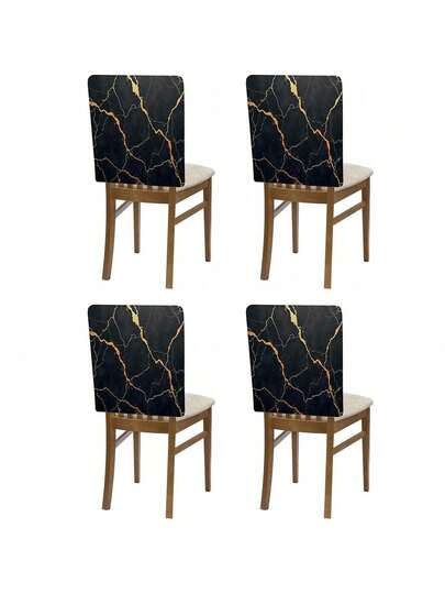 4/6PCS Dining Chair Covers,Black And Gold Marble Abstract Art Chair Cover, Non-Slip And Wear-Resistant, Suitable For Daily Gatherings, Parties, And Christmas-Themed Kitchen Protection.(50cm*60cm)