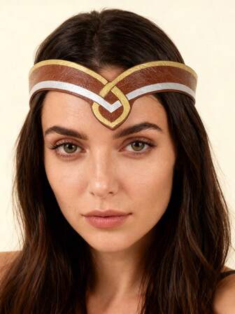 1 Viking Style Medieval Retro Pu Leather Forehead Head Decoration Outfit Accessories