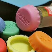 6pcs/Set Reusable Silicone Bottle Cap, Sealed Beer Lid, Kitchen Vinegar Soy Sauce Bottle, Soda Cola Wine Preservation Lid, Reusable Practical Colorful Wine Stopper For Wine Beer Beverage Bottle, Food Storage - 彩色 - 查看 2