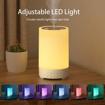 Difusor de aceites esenciales ultrasónico de 150ml, 7 luces de colores, alimentado por USB-C, apagado automático, con temporizador, diseño silencioso, adecuado para sala de estar, oficina, yoga