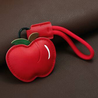 1 pieza Llavero unisex de cuero PU con fruta, llavero colgante de limón, cereza o melocotón realista y exquisito, adecuado para decoración de mochila, colgante de billetera, regalo del Día de San Valentín para mujeres y niñas