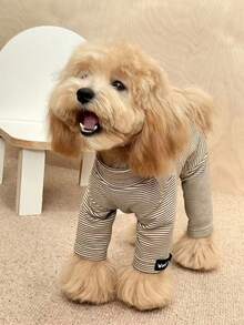 1pc Cute Striped Design Pet Hoodie - Comfortable Pullover For Small Dogs, Soft & Durable Fabric, Fashionable Pet Clothing For All Seasons, Funny Pet Apparel, Cozy Pet Sleepwear