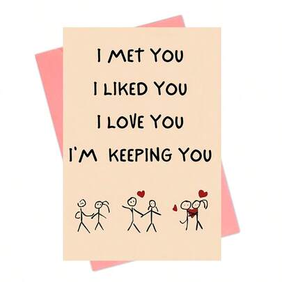 1pc Romantic Birthday & Anniversary Card, Personalized Love Message, Husband & Wife, Valentine's Day & Anniversary Gift, With Envelope